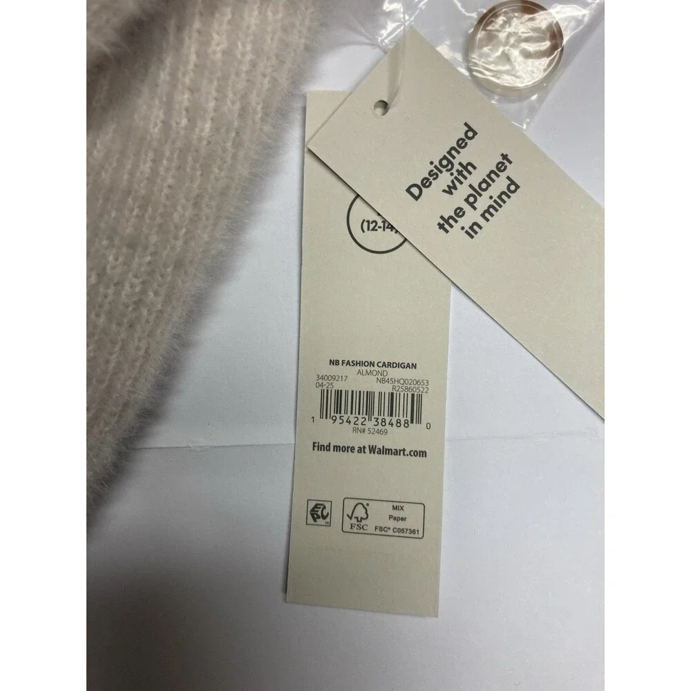 No Boundaries Girls L (12-14) Knit Cardigan Sweater Button Front V-Neck Beige